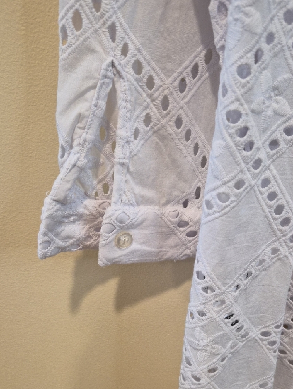 White Eyelet Button-Front Swim Coverup. Made In Italy - Picture 10 of 12